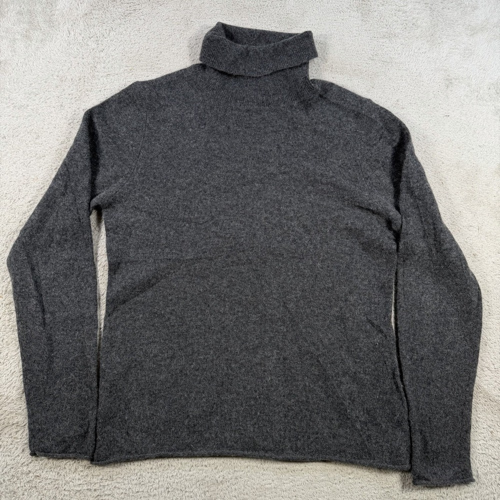 Magaschoni Sweater Womens Large (Fits Medium) Grey 100% Cashmere Turtleneck Soft